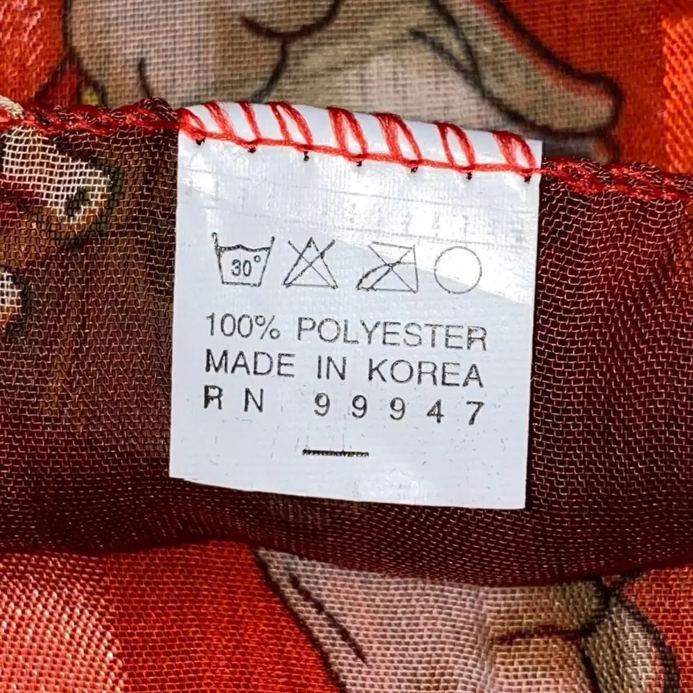 Red Sheer Elephant Print Scarf Lightweight Novelty‎ Statement Neck Wrap